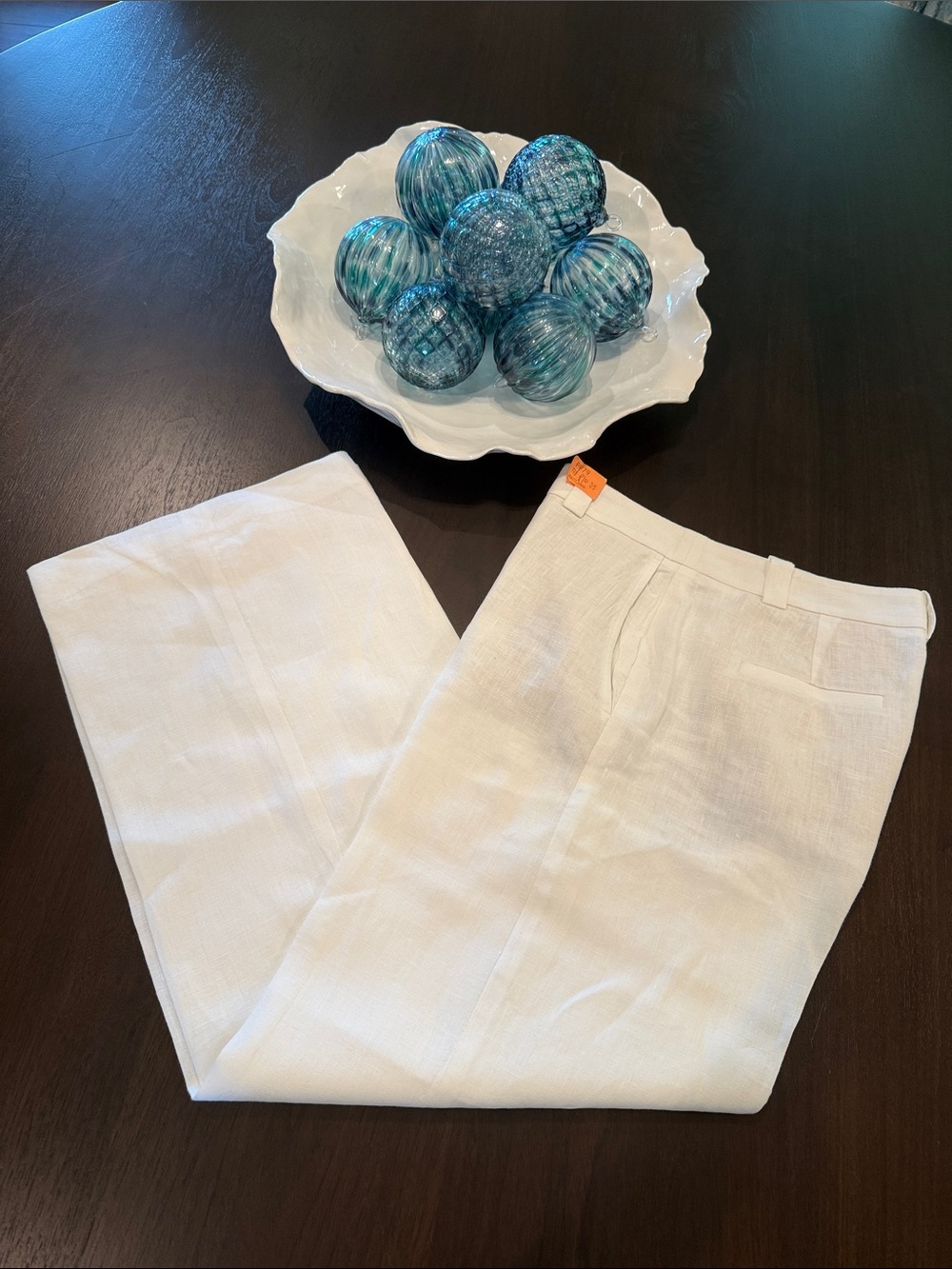 Boden White Wide Leg Linen Pants – Size 8R